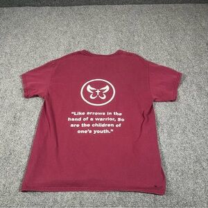 Vintage Christian Shirt Mens L Red Jesus Bible Verse Religious Y2K 90s Butterfly